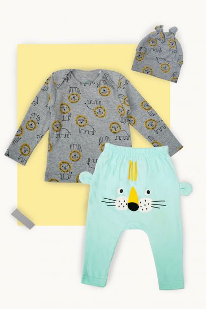 Grey Lion Baby Pyjamas Set