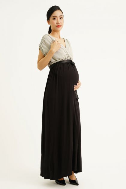 Maternity Lurex V-neck Maxi Dress