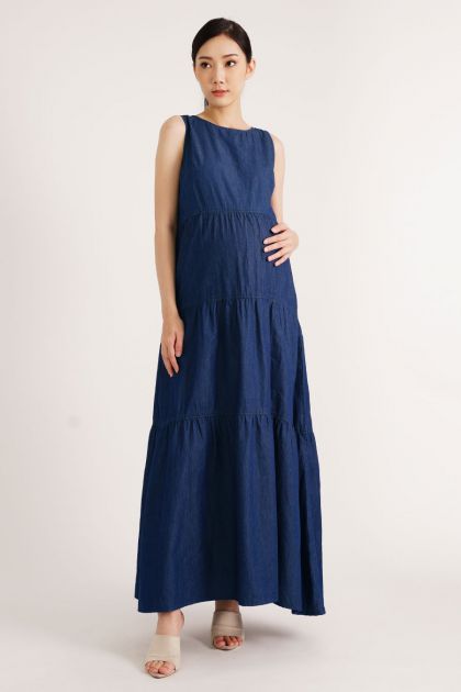Maternity Denim Maxi Dress