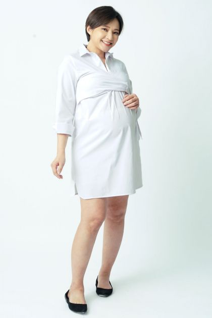 Maternity Wrap Tie Nursing Shirt Dress