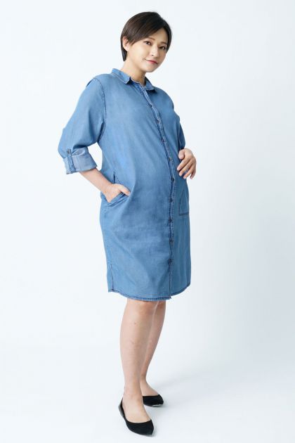Maternity Denim Nursing Shirt Dress