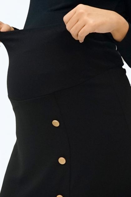 Maternity Full Panel Side Button Maxi Skirt