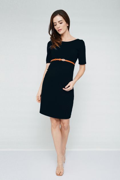 Maternity Belted Low Back Short Dress