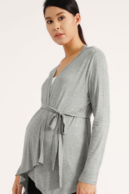 Maternity Belted Drape Cardigan
