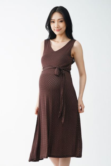 V-Neck Midi Maternity Dress