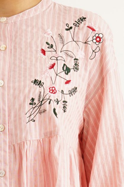 Pink Maternity Embroidered Nursing Blouse