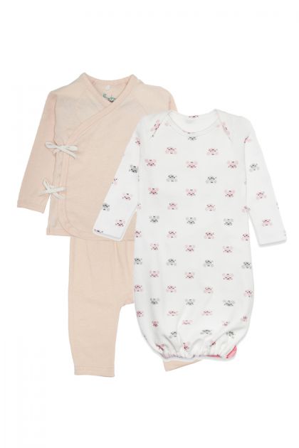 Newborn Baby Pink Wrap Pyjamas &amp; Pink Sleeping Gown Set